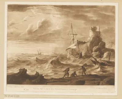 Storm op zee met schipbreuk