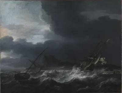 Storm ved en klippekyst