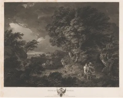 Stormachtig landschap met Dido en Aeneas
