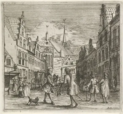 Straat met diverse figuren