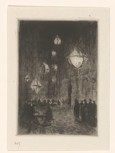 Straatfeest met lampionnen in Venetië
