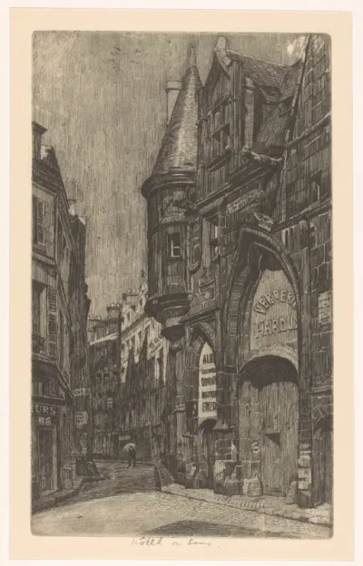 Straatgezicht met het Hôtel de Sens in Parijs