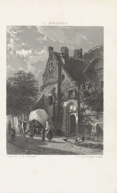 Straatgezicht met het oude gasthuis of de refter van het Mariaklooster te Hasselt (Overijssel)