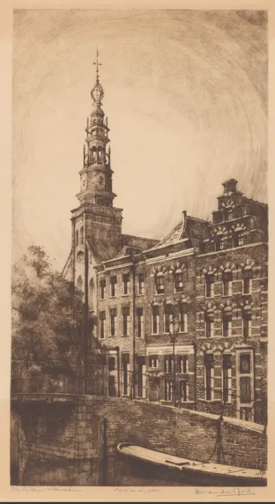 Straatgezicht met kerktoren