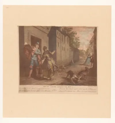 Straatgezicht met man met boek