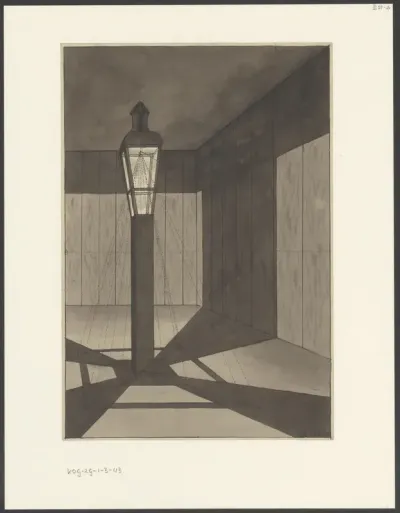 Straatlantaarn met de projectie van het licht
