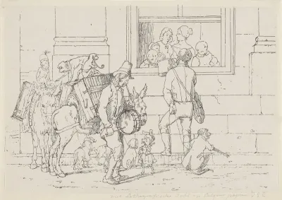 Straatmuzikanten met apen