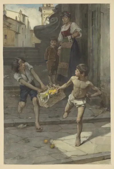 Straatscène in een Italiaanse stad