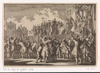 Straattoneel te Aberdeen waarin de katholieke godsdienst wordt bespot, 1689