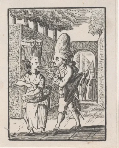Straatverkoopster van bloemen met een klant