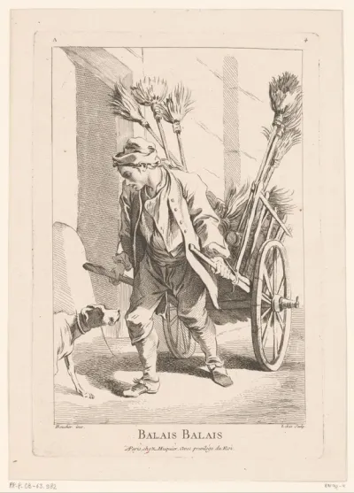Straatverkoper met bezems