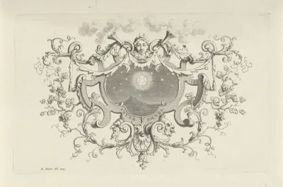 Stralende ster in ornamenteel cartouche