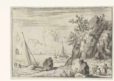Strand met drie figuren
