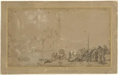 Strandgezicht met een laadplaats