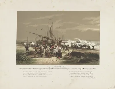 Strandgezicht met treurende vissersvrouwen, 1868