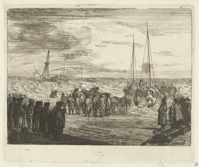 Stranding van de Britse Oost-Indiëvaarder 'Generaal Barker' bij Noordwijk, 1781
