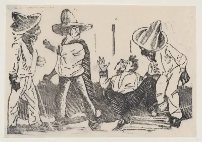 Street fight between four men