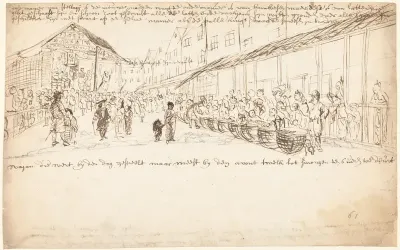 Street in Batavia with a Market and a Theatrical Performance