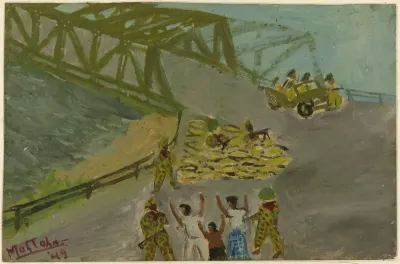 Strict guarding of the Gondulayu bridge in the centre of Yogyakarta