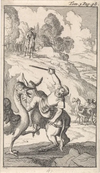 Strijd van Sancho met een struisvogel