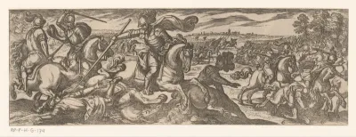 Strijdende soldaten te paard