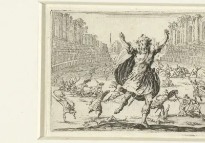 Strijder in paniek bij gevecht in amfitheater