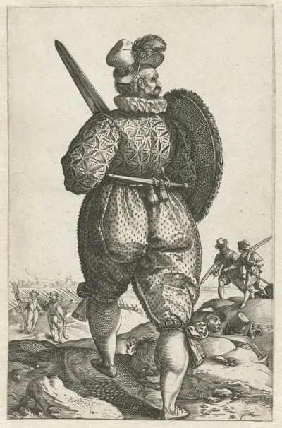 Strijder met zwaard, op de rug gezien