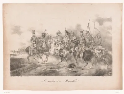 Strijdtoneel met Napoleon en ruiters