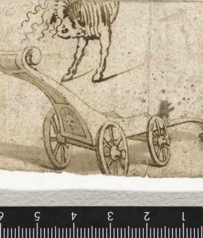 Strijdwagen en achteruitslaand paard