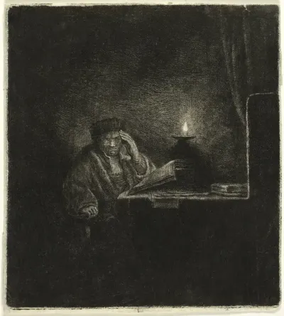 Student at a Table by Candlelight