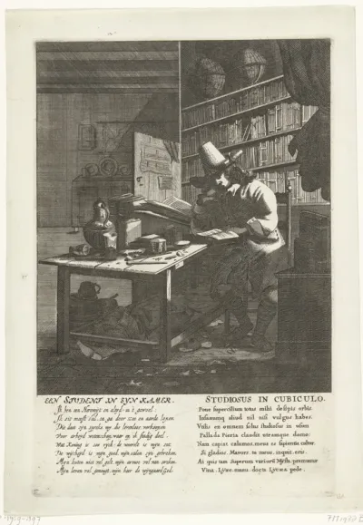 Student op zijn kamer, ca. 1650