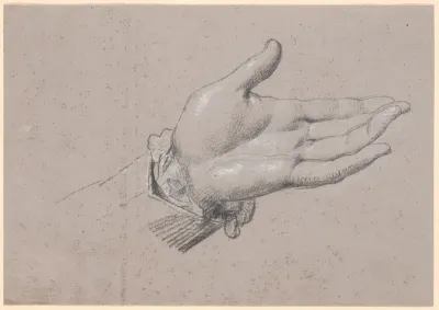 Studie af en venstre hånd, anvendt i helfigursportrættet af Frederik den sjette som Kronprins fra 1786 på Amalienborg