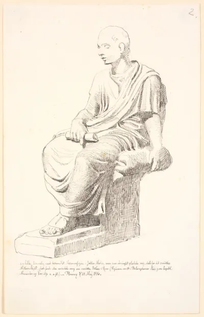 Studie efter en figur af en siddende mand