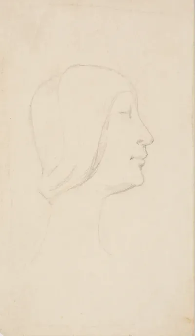Studie efter Francesco Lauranas buste af Eleonora d'Aragona i museet i Palermo. Profil t.h.