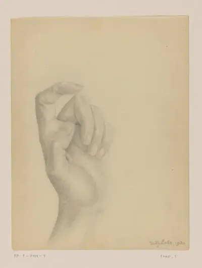 Studie hand met gebogen vingers