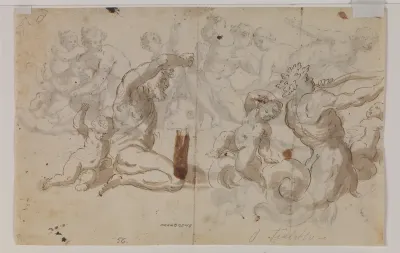Studie til en triton med to putti og studie til Neptun med en putto