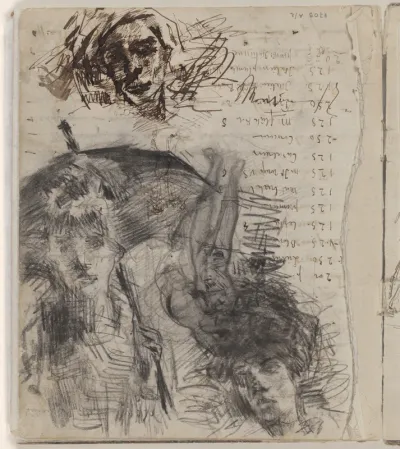 Studie van dame met parasol