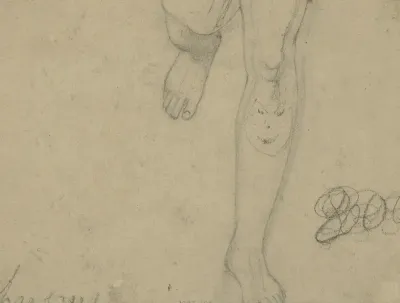 Studie van de benen van een rennende figuur