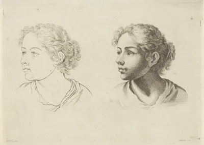 Studie van de kop van een jonge vrouw