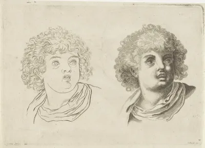 Studie van de kop van een jongen die zijn mond open heeft