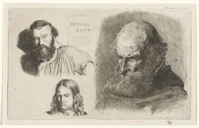 Studie van drie mannenhoofden