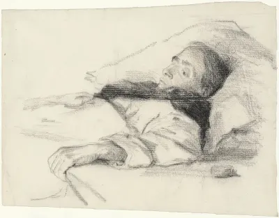 Studie van een man te bed