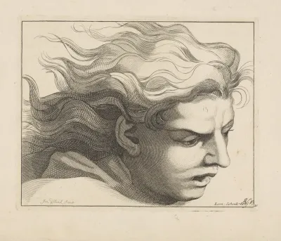 Studie van een mannenhoofd met golvende haren