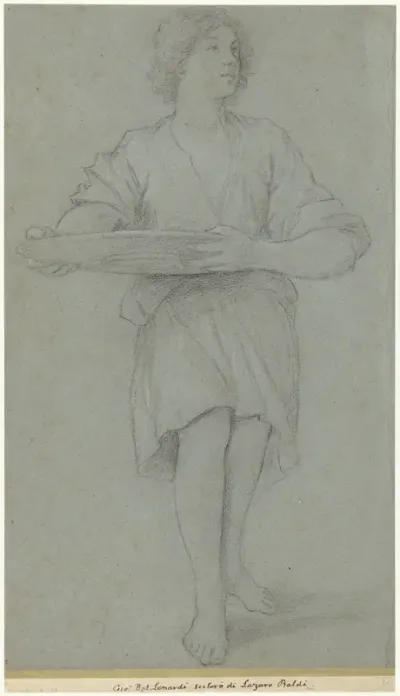 Studie van een meisje, dat een grote schaal draagt (Salomé?)