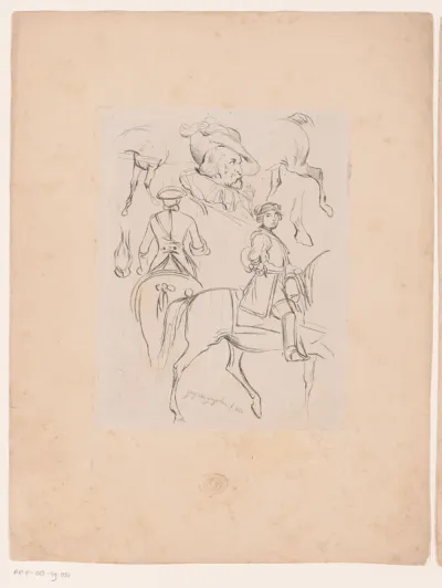 Studie van een ruiter te paard