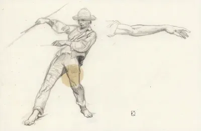 Studie van een staande man en een arm