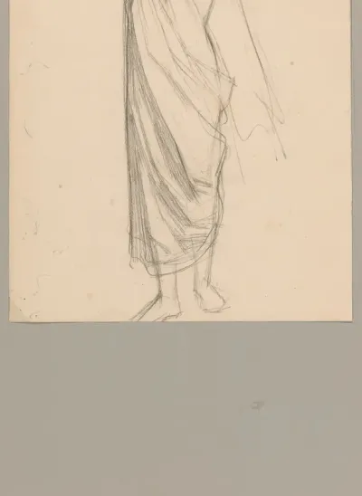 Studie van een staande vrouw, met omgeslagen doek