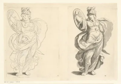 Studie van een vrouw in wapenrusting, mogelijk Minerva