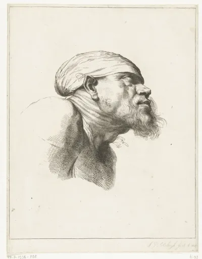 Studie van het hoofd van een man met baard