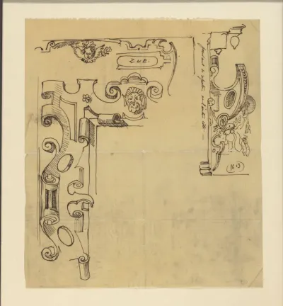Studie van ornamenten met rolwerk